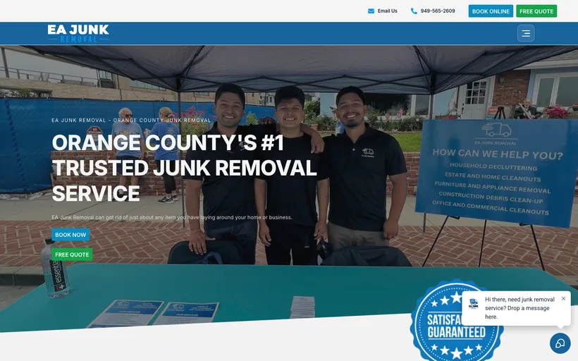 EA Junk Removal website screenshot