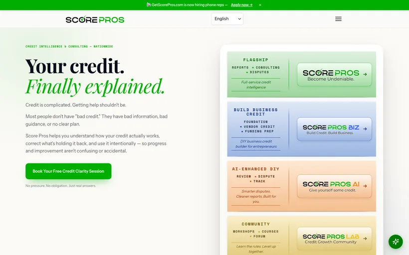 Score Pros website screenshot