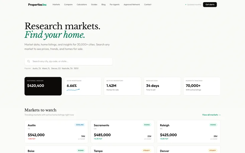 Properties Incorporated website screenshot