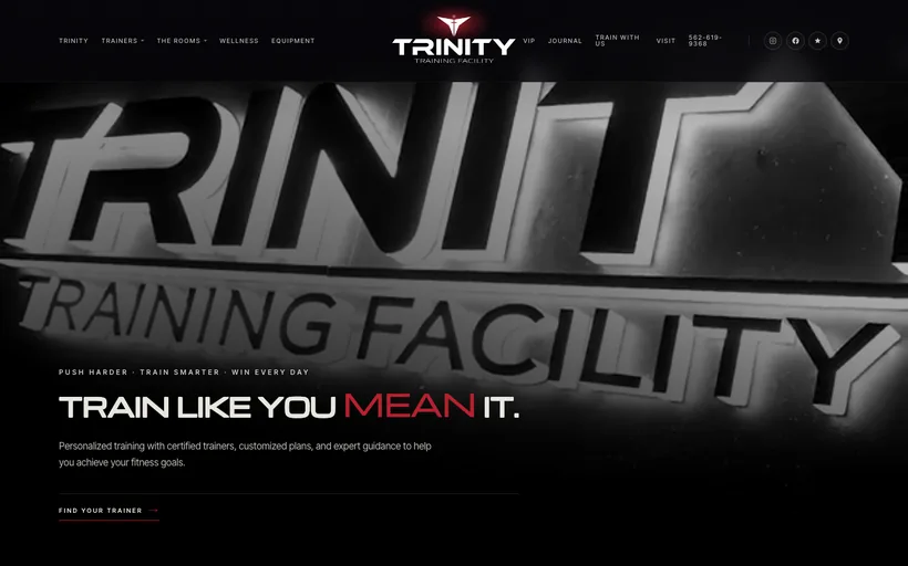 Trinity Training Facility website screenshot
